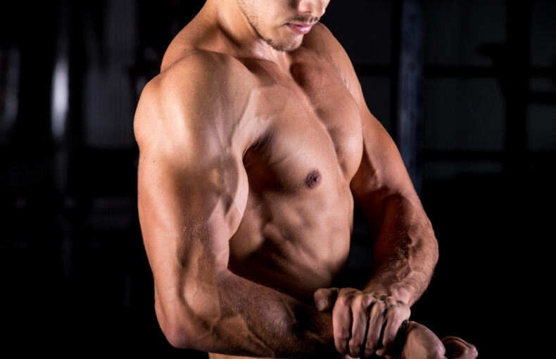 Bodybuilder Flexing His Vascular, Muscular Body